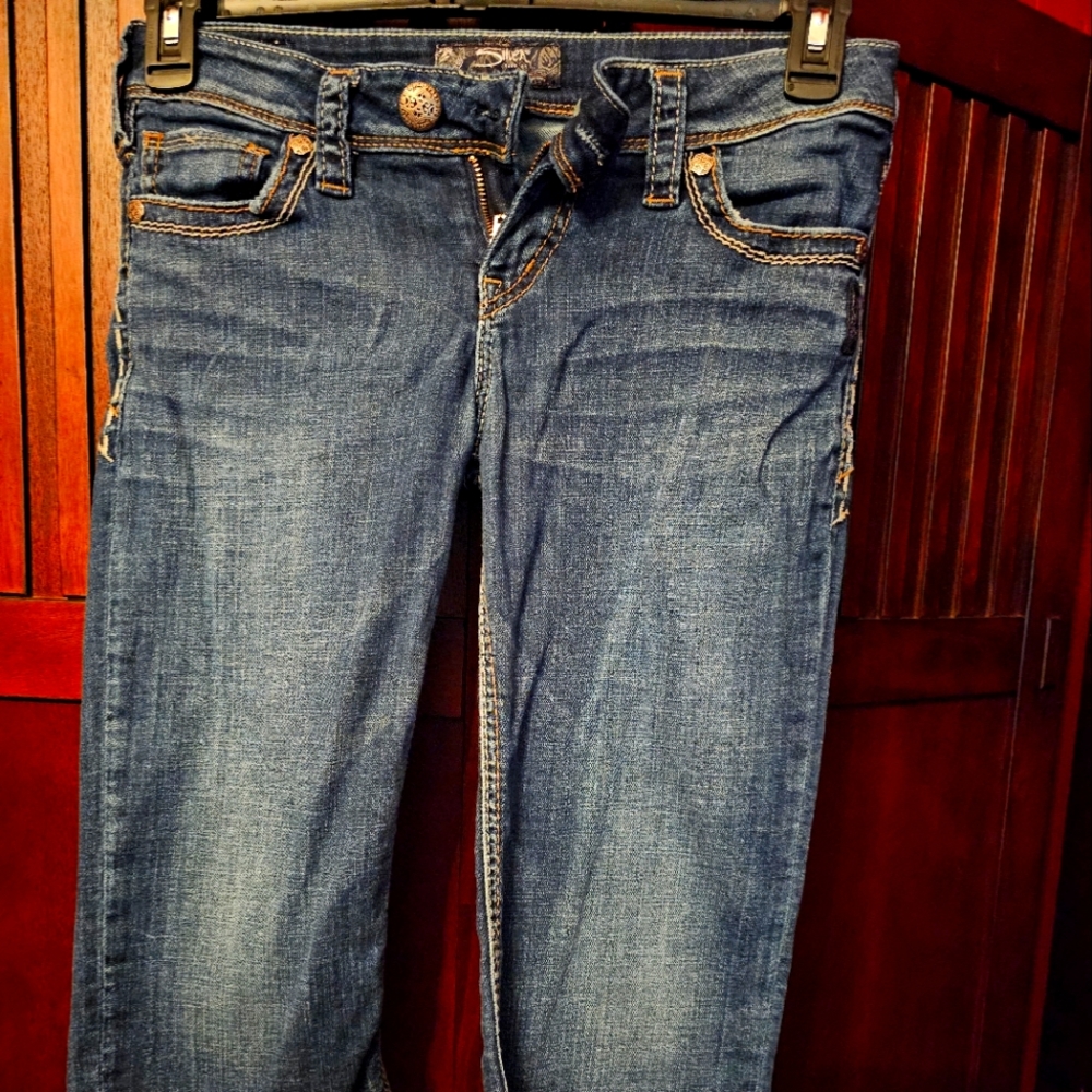 Pair of Silver Crop Blue Jeans